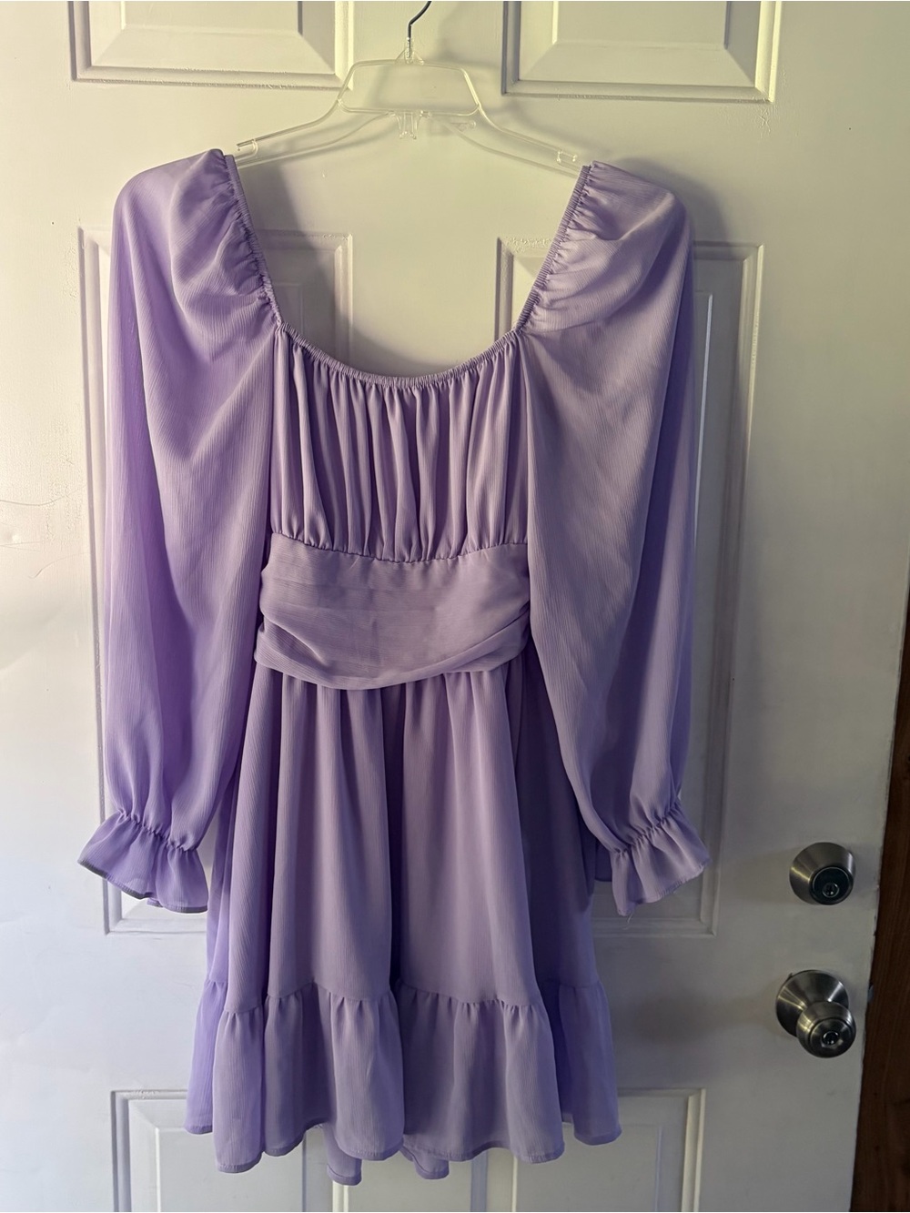 NWOT EXLURA Casual Long Lantern Sleeve Mini lavender Sz S romantic cottagecore